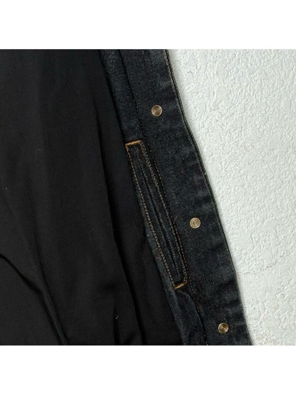 90s Gray Denim Jacket M Lace Up Corset Back Whimsigoth Grunge Steampunk Y2K - Picture 10 of 13